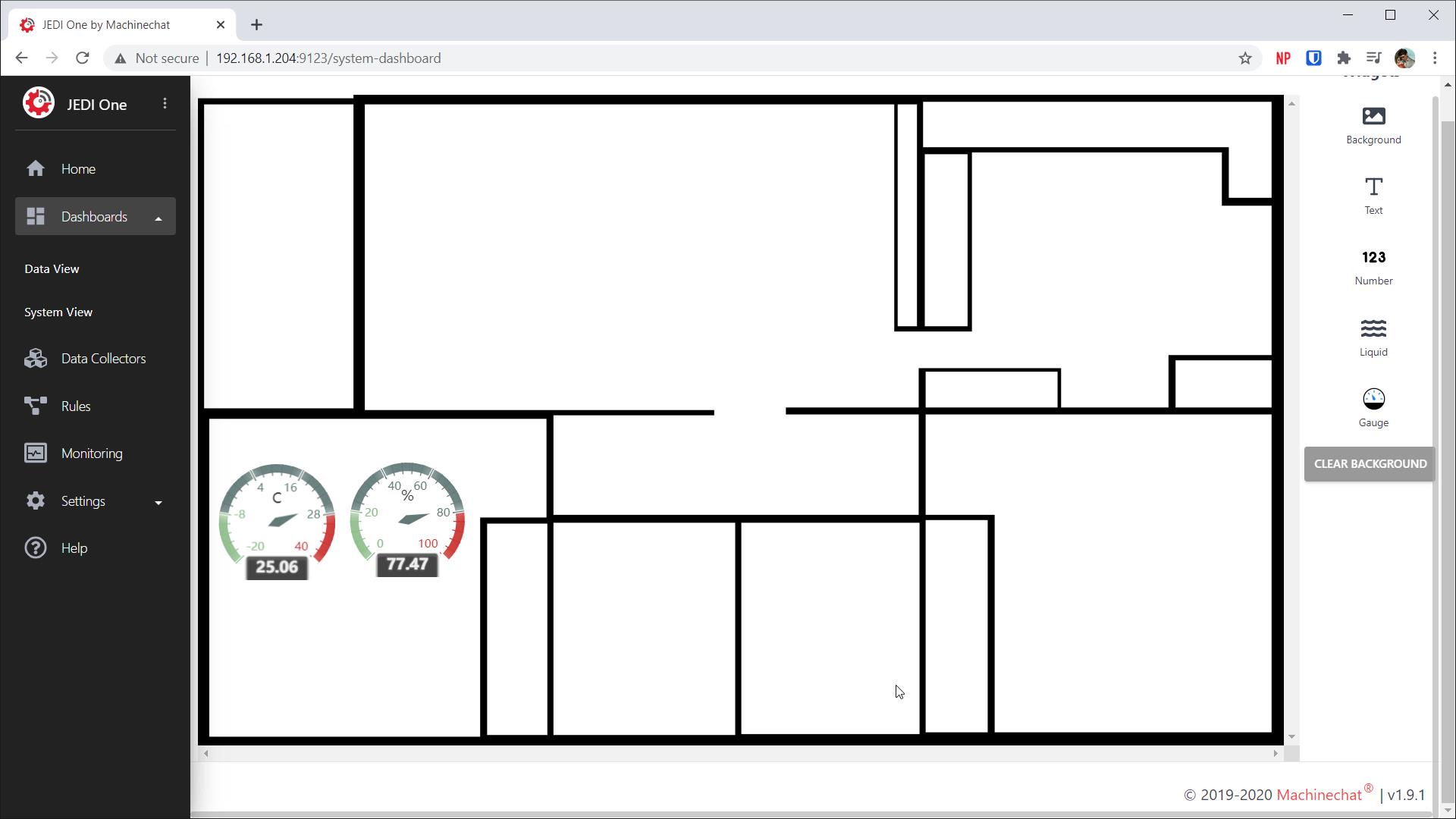 IoT data on top of a floor plan in Jedi One