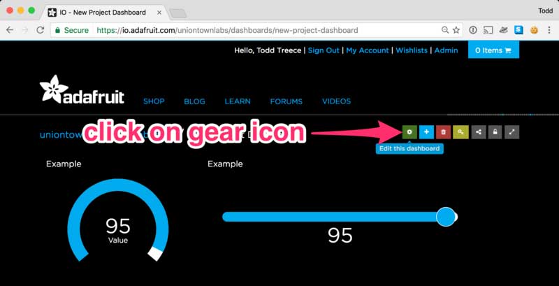 Deleting a Block > Click on Gear Icon